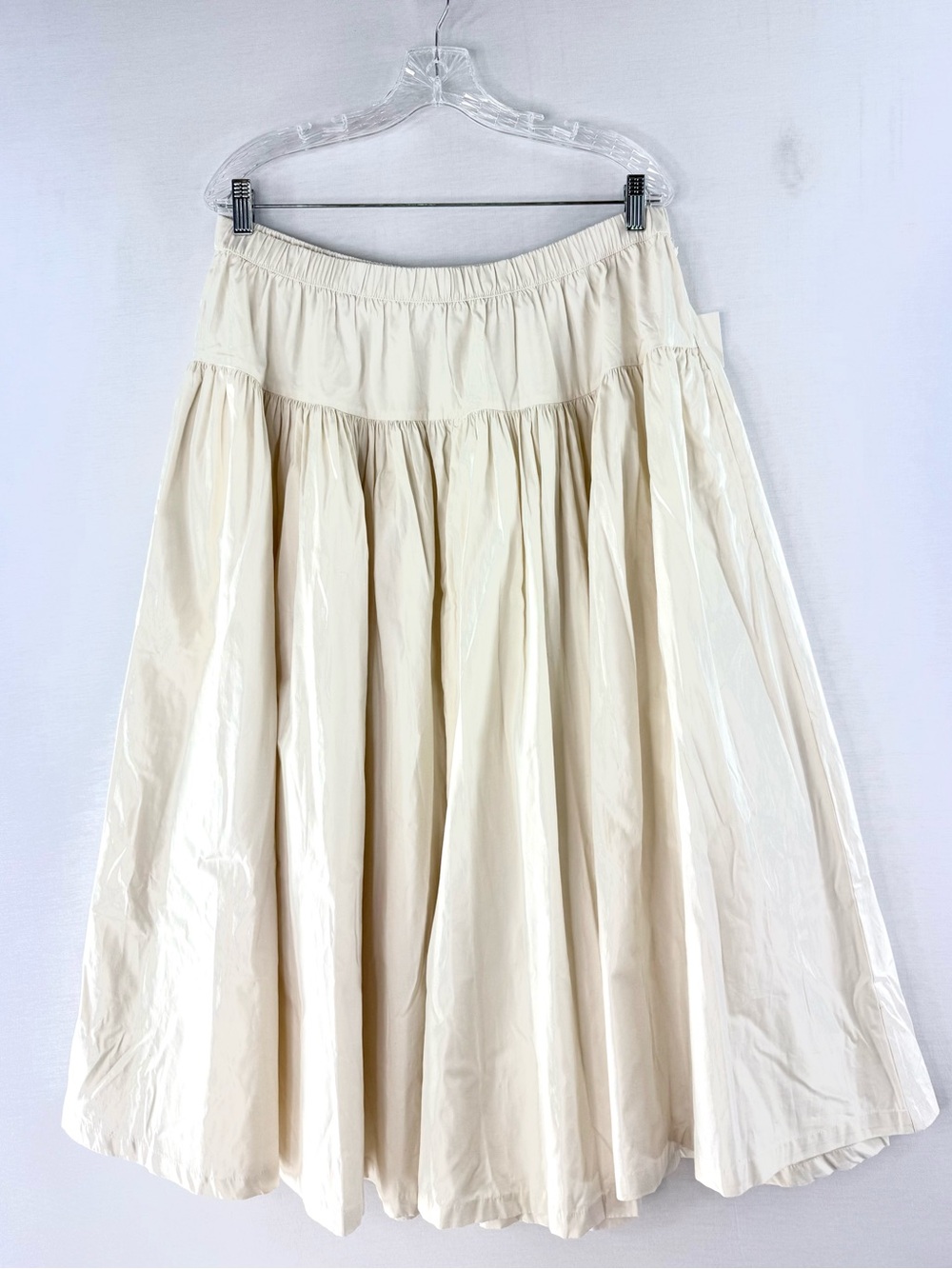 Nordstrom Ivory Full Tiered Cotton Poplin Pull On Maxi/Midi Skirt